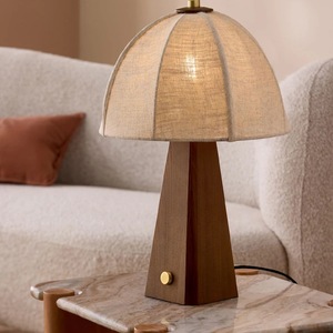 Lámpara de Mesa de Madera Maciza LED E27 con Interruptor, Color Marrón Oscuro, de un Solo Cabezal, para Sala de Estar, Dormitorio o Escritorio - Product Image 1