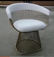 Fauteuil contemporain en velours bleu avec base en fil d'or poli pour chaises de salon