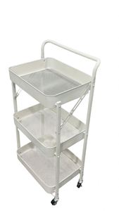 Folding 3-Tiered Stainless Steel Kitchen Cart With Wheels for Easy Shopping and Dining - Product Image 5