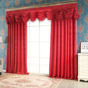 Voilage de porte jacquard bordeaux à deux couches, motif rose USA, pour salon, <span class=keywords><strong>Zucchi</strong></span>, 100 % polyester, occultant total, vente en gros - Product Image 1