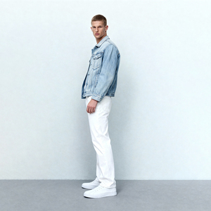 بنطلون جينز رجالي فاخر أبيض نقي بقصة ضيقة لعام 2026، بنمط الأسلوب الكلاسيكي، ساق مستقيمة، مناسب للمناسبات الرسمية والعادية وبيئة العمل - Product Image 5