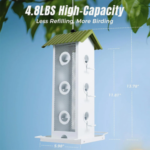 JH-Mech Custom <strong>Bird</strong> <strong>Feeder</strong> Sloped Corrugated Roof Multi-Feeding Ports and Perches Spill-Catching Bottom <strong>Tray</strong> Hanging <strong>Bird</strong> <strong>Feeder</strong> - Product Image 2