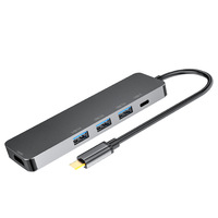 Baru 6 In 1 Usb C Hub Tipe C untuk Hdmi RJ45 Ethernet Port Usb 3.0 Sd / TF Card Reader untuk Macbook Pro Dock
