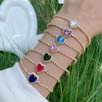 Ensemble de bracelets tennis Fashion Star, dorés, avec breloques étoiles colorées en zircon cubique, pour femmes, vente en gros pour bijouteries et boutiques