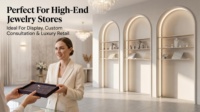 Vitrine de présentation de bijoux sur mesure professionnelle, présentoir d'intérieur haut de gamme pour marque de luxe
