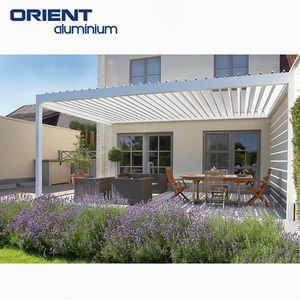Panneaux solaires transparents de style moderne Pergola Patio persiennes automatiques Toit persienne Pergola en aluminium - Product Image 4