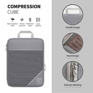 Portable Lightweight <b>Suitcase</b> Luggage Organizer Set Compressed Packing Cubes Travel <b>Storage</b> Shoe Bag Mesh Pouch - Product Image 1