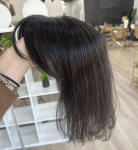 Perruques en cheveux humains super longues ondulées sans colle avec <span class=keywords><strong>frange</strong></span> 5x5 HD Lace pour femmes noires, couleur brun chocolat foncé, perruques Lace dégradées - Product Image 5