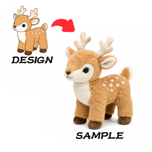 Jouet en peluche cerf personnalisé OEM ODM, vente en gros directe d'usine, animal en peluche faon mignon style Chibi pour boutique de cadeaux, vente au détail, commande en gros, approvisionnement - Product Image 1