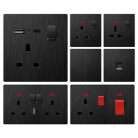 Prise murale KSQ certifiée CE, moderne, premium, avec panneau PC texturé 3D brossé, norme britannique, pour usage mondial à domicile et au bureau