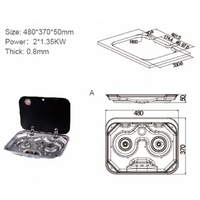 Offre Spéciale acier inoxydable RV cuisinière à gaz couvercle en verre trempé camping-car cuisinière à gaz RV587 Style remorque cuisinière à gaz