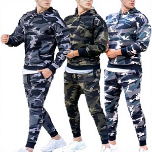 Conjunto Deportivo de Dos Piezas con Camuflaje para Hombre, Traje Deportivo para Otoño, Fitness al Aire Libre, Sudadera con Capucha Personalizada, Verde, Poliéster/Algodón - Product Image 3