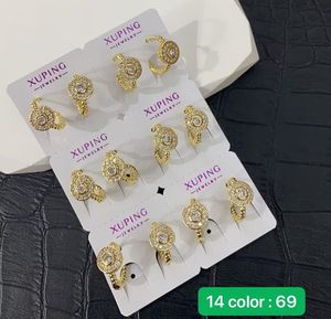 XUPING Jewelry Wholesale Copper Alloy 14K Gold Color Plated Synthetic Cubic Zirconia Stone Fashion <strong>Small</strong> Huggie <strong>Women</strong> <strong>Earrings</strong> - Product Image 4