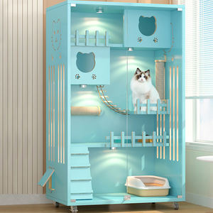 Fabrika satış lüks masif ağaç kedi Villa yuva yatak ahşap evcil hayvan kafesi kedi vitrin kedi evi - Product Image 3