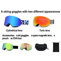 Nouveau design 2 en 1 quantité minimale de commande bas logo personnalisé anti-buée neige Googles hommes femmes lunettes de ski lunettes de snowboard lunettes de ski magnétiques personnalisées