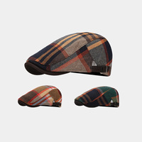 Venta al por mayor de gorra plana de algodón con logotipo personalizado para hombre Newsboy caza a cuadros hiedra sombreros personalizados hiedra sombreros