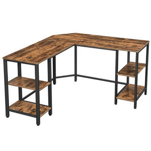 L Shaped Computer Desk Corner Workstation with Storage 4 Shelves Industrial Spacious Table Top Home Office Writing <b>Study</b> Desk - Product Image 4