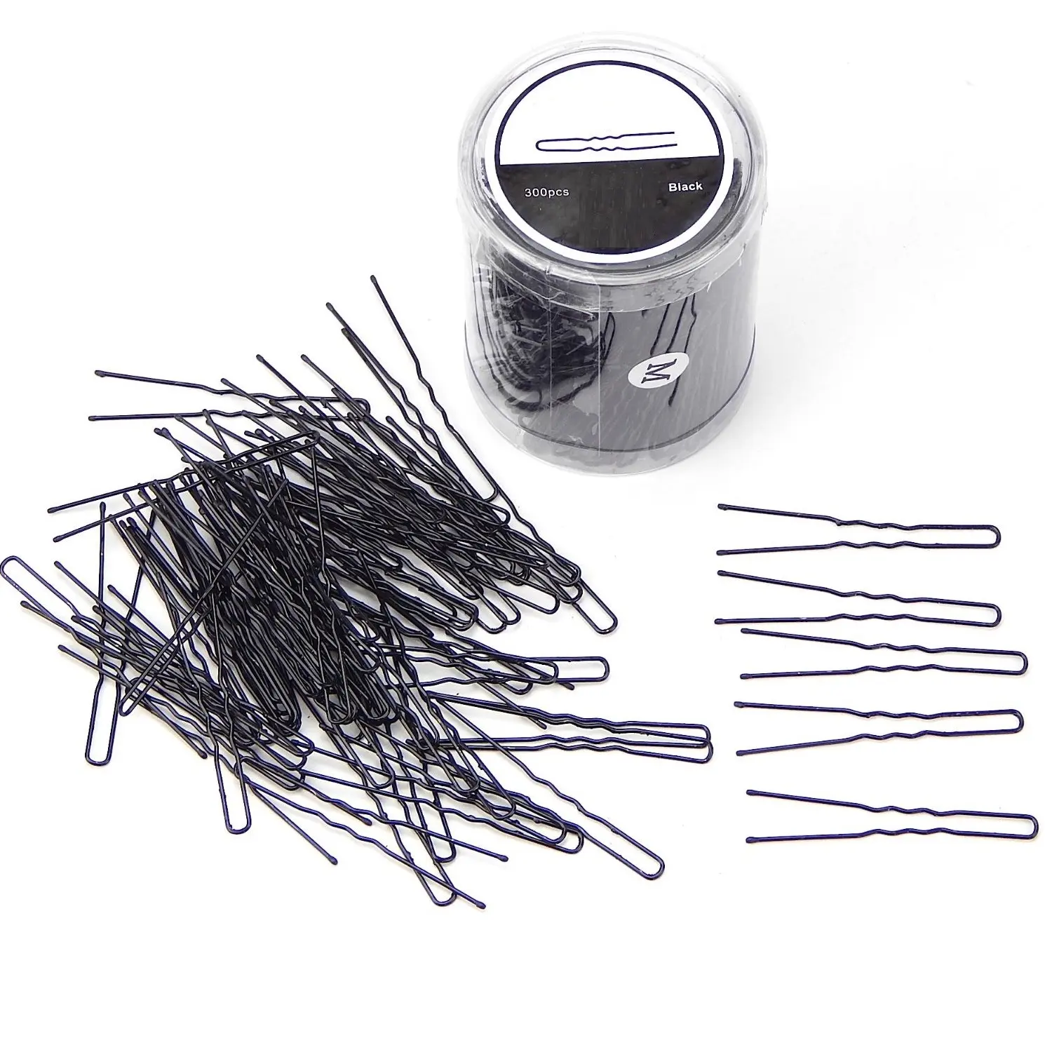 Pinces à cheveux noires en métal, 50 pièces, outil de coiffure, épingles à cheveux, décoratives, en forme de U, avec boîte en PVC