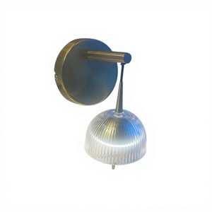 Midcentury Modern Iron Base Glass Dome Shade E27 <b>LED</b> 3000K Warm White <b>Light</b> Wall-<b>Mounted</b> Bedroom Fixture - Product Image 1