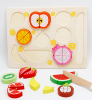 Bestverkochte houten magnetische snijspeelgoed voor kinderen, fruit- en groentekitchen speelgoed cadeauset
