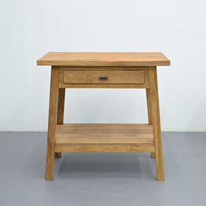 Old Teak Console <b>Table</b> with 1 Drawer, Reclaimed Wood Hall <b>Table</b> with Natural Weathered Texture for Entryway and Hallway - Product Image 1