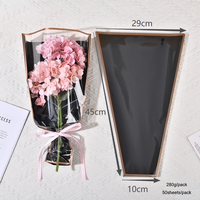 Sacs à fleurs translucides roses pour bouquets avec bordure dorée, emballage floral haut de gamme, fournitures de fleuristes très vendues en gros