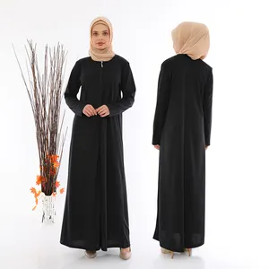 Custom Islamic Clothing Muslim Women Black Dress Women Zippered Prayer Dress Abaya With Zipper Front