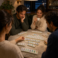 Mahjong Nautique Orange : Tuiles de Mahjong Côtier et Océanique avec Motifs Voilier et Queue de Baleine, Coffret Cadeau en Acrylique pour Tous les Âges