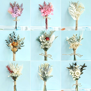 <span class=keywords><strong>Mini</strong></span> bouquet de fleurs séchées naturelles DIY : roses, gypsophile, tiges de blé, boîte cadeau vintage, décoration de carte - Product Image 6