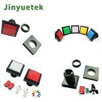 JY Toptan Fiyatı Özel 44mm 5/12/24V Plastik Kare Düz Tepeli LED Işıklı Anlık Arcade Oyun Basmalı Düğmesi 1 Yıl Garantili