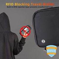 Portefeuille de voyage familial anti-RFID robuste pour 4 passeports, organiseur de documents sécurisé pour le voyage