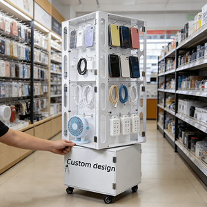 <span class=keywords><strong>Vetrina</strong></span> Espositiva Personalizzata per Accessori Mobili, in Acrilico, <span class=keywords><strong>con</strong></span> Ruote e Illuminazione LED, per Telefoni, Caricabatterie e Auricolari - Product Image 4