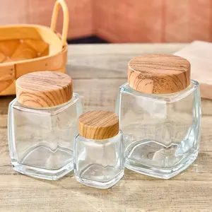 Heißer Verkauf Glas Glas Honig Glasflasche kleine quadratische Marmelade Glas Glasflasche für Honig Verpackung