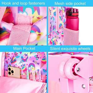 กระเป๋าเป้สะพายหลังแบบลากลายการ์ตูนสำหรับเด็กผู้หญิงกระเป๋าไปโรงเรียนมีล้อลากลายแมวสำหรับเด็ก3อิน1กระเป๋าใส่อาหารกลางวันสำหรับเด็กผู้หญิง - Product Image 4