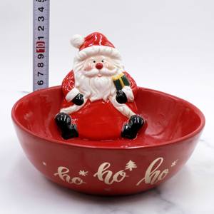 Bol en céramique décoratif avec motif de Noël Ho Ho Ho Père Noël, bol à riz pour cadeau de Noël - Product Image 5