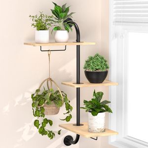 Macetero Giratorio <span class=keywords><strong>de</strong></span> Madera <span class=keywords><strong>de</strong></span> 3 Niveles, Estante Colgante para Plantas <span class=keywords><strong>de</strong></span> Madera, Soporte <span class=keywords><strong>de</strong></span> <span class=keywords><strong>Pared</strong></span> para Plantas con Marco <span class=keywords><strong>de</strong></span> Metal, Estante para Plantas <span class=keywords><strong>de</strong></span> Ventana y Techo - Product Image 1