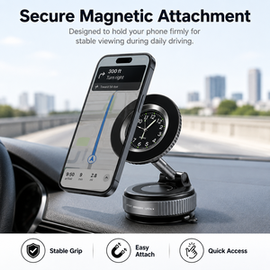 Soporte Magnético Metálico para Teléfono, Plegable, Rotación 360°, Altura Ajustable, con Ventosa, Compatible con RoHS y REACH, para Auto, GPS, MagSafe - Product Image 4