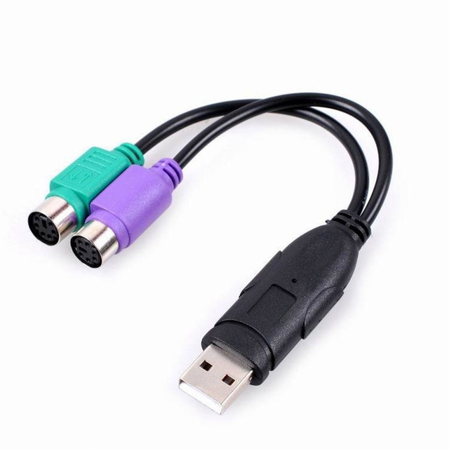 USB Male to P S 2 Adapter Cable 1 to 2 P S 2 Splitter Support Scanner Keyboard with Chip Switcher