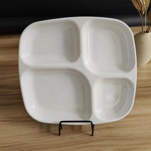 Customized Rectangle Melamine <strong>Hospital</strong> Food <strong>Tray</strong> 4-Compartment Plate Divided Design Durable Dishwasher Safe Non-Toxic Food Grade - Product Image 2