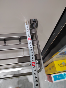 Porte-serviettes <span class=keywords><strong>de</strong></span> <span class=keywords><strong>salle</strong></span> <span class=keywords><strong>de</strong></span> <span class=keywords><strong>bain</strong></span> double barre, design moderne, pliable, en aluminium spatial multicouche, finition chromée, écologique, à poser au sol - Product Image 3