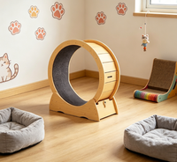 Structure d'escalade moderne pour chat en bambou avec roue de course cylindrique silencieuse pour chats