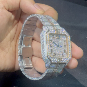 Reloj de Diamantes Moissanite de Lujo de la Mejor Calidad, Diseño Completamente Cubierto de Diamantes, Correa de Acero Inoxidable, 100% Pasa la Prueba del Diamante, Venta al Por Mayor de Fábrica - Product Image 5