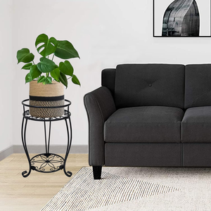 Supporto per Piante a 2 Livelli <span class=keywords><strong>in</strong></span> Metallo Antiruggine, Espositore Alto per Vasi di Fiori, Supporto <span class=keywords><strong>in</strong></span> <span class=keywords><strong>Ferro</strong></span> <span class=keywords><strong>Battuto</strong></span> per Patio, Balcone e Arredamento Casa - Product Image 3