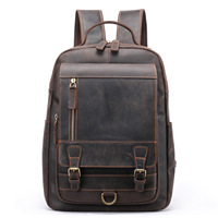 Sac à dos d'affaires en cuir de vachette Crazy Horse grande capacité rétro sacs d'ordinateur sac à dos pour ordinateur portable en cuir véritable pleine fleur