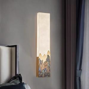 Lampe murale de style Zen tout en cuivre pour salon et chambre à coucher, nouvelle lampe de couloir en marbre émaillé de style chinois - Product Image 4