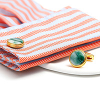 Boutons de manchette élégants en pierres précieuses vertes en gros, accessoires de mode personnalisés pour chemises de costume formel homme, bijoux tendance pour mariage et smoking, cadeau
