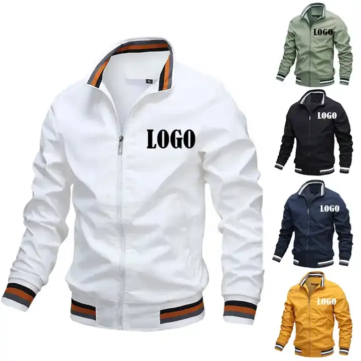 Personalizado Tallas grandes Chaquetas de moda de los hombres Casual impermeable en blanco de golf ligero cortavientos chaqueta de bombardero para el hombre