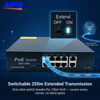 Switch PoE AI 8 ports 8GE+2GE Gigabit 1000Mbps 6KV Protection contre la foudre 250m AI Watchdog 22Gbps QoS pour caméra IP CCTV