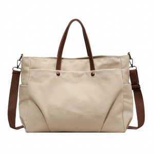 <span class=keywords><strong>Sac</strong></span> à bandoulière décontracté en coton grande capacité avec logo personnalisé pour femme, idéal pour l'école et l'usage quotidien - Product Image 5