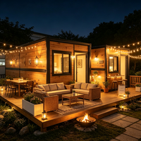 Maison conteneur préfabriquée pliable, grain de bois, maisonnette modulaire, cabane d'invité portable pour glamping, complexe hôtelier, maison d'hôtes, villa de vacances